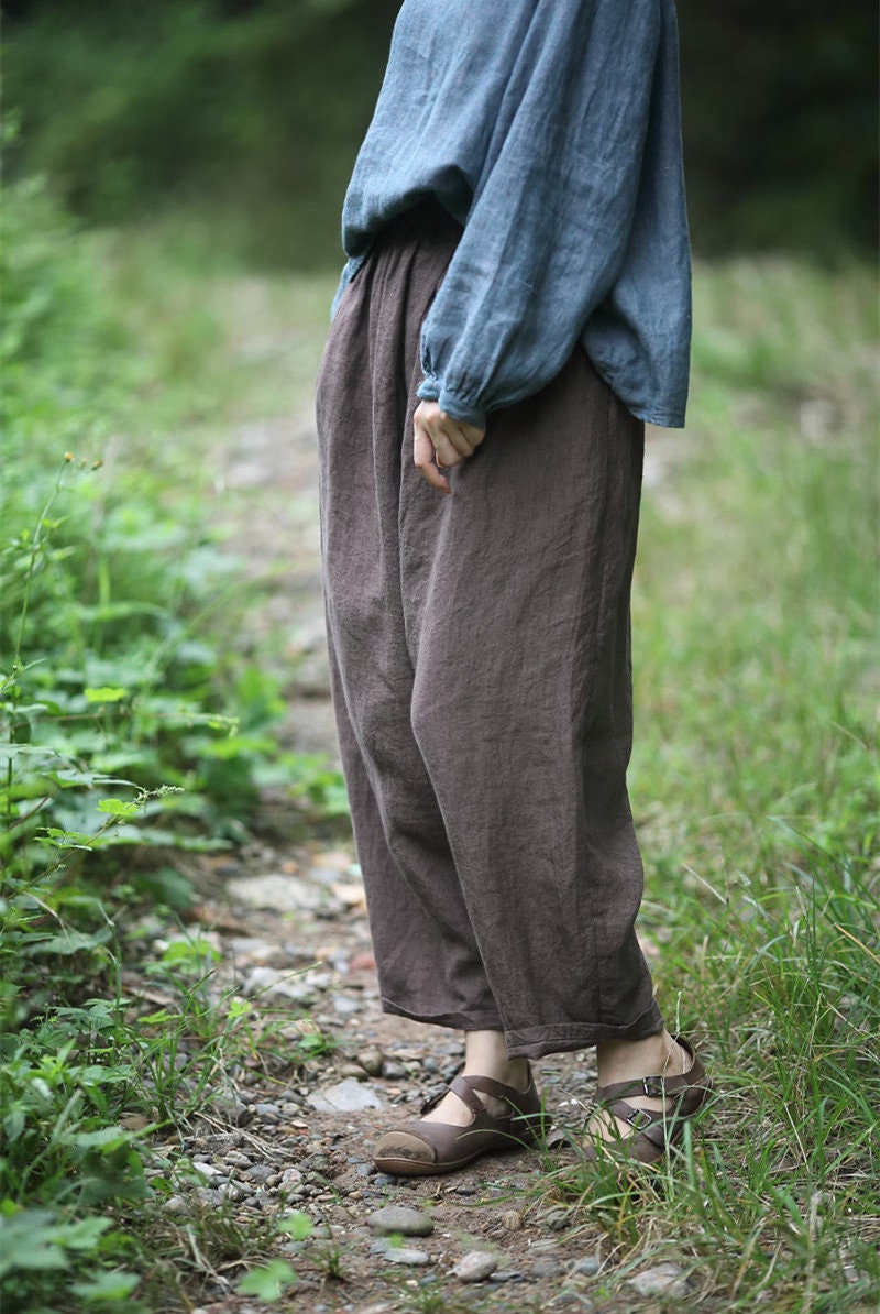 Women's Linen Wide Leg Pants with Pockets