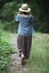 Women's Linen Wide Leg Pants with Pockets