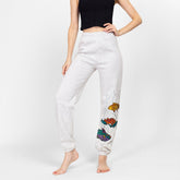 Vintage Heather Grey Jogger Sweatpants with Fish Appliques