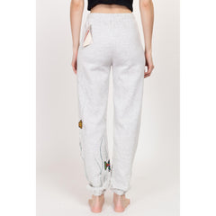 Vintage Heather Grey Jogger Sweatpants with Fish Appliques