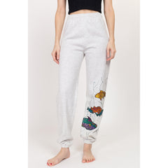 Vintage Heather Grey Jogger Sweatpants with Fish Appliques