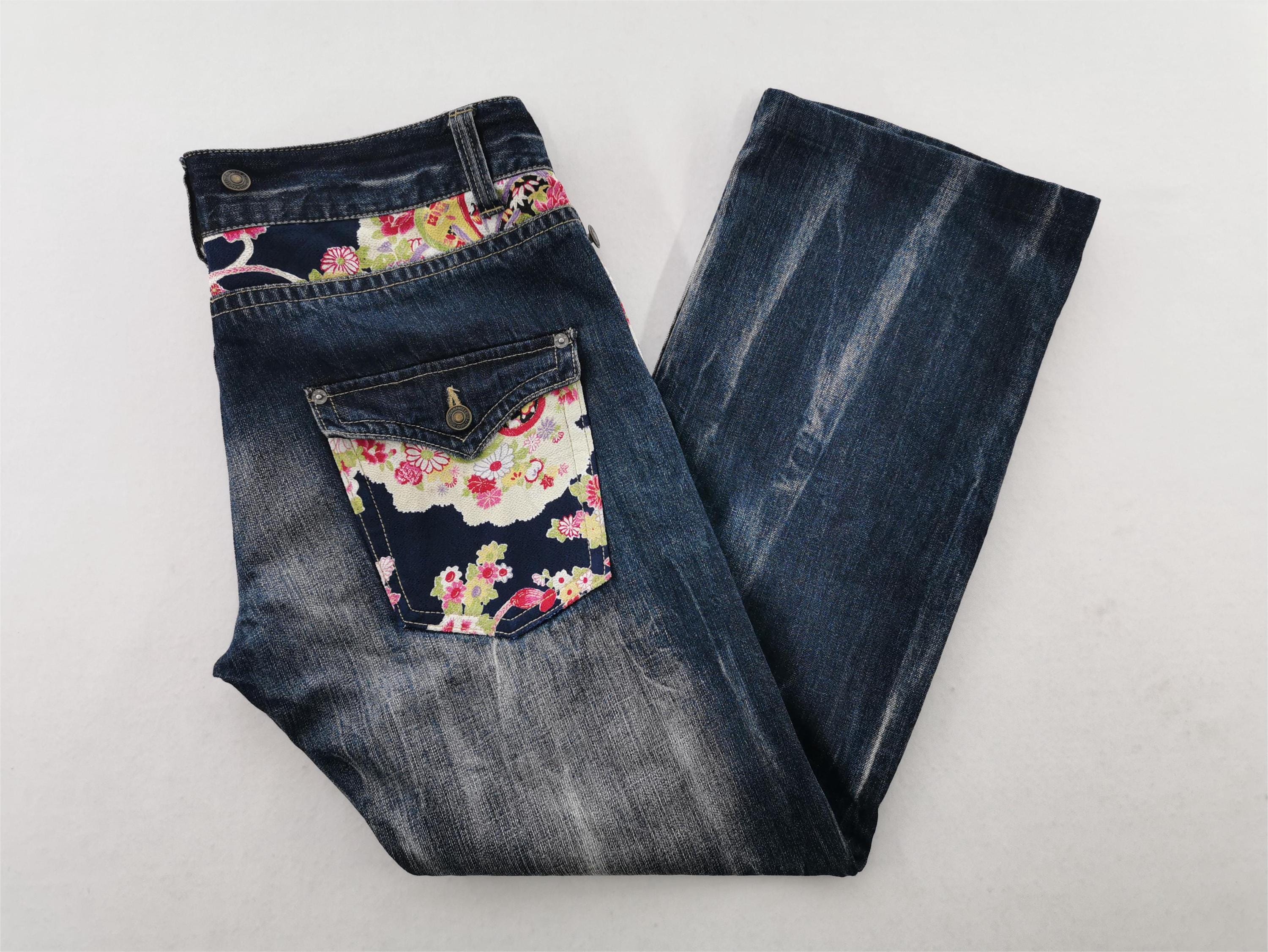 Japanese Brand Vintage Floral Motif Denim Jeans Size 37