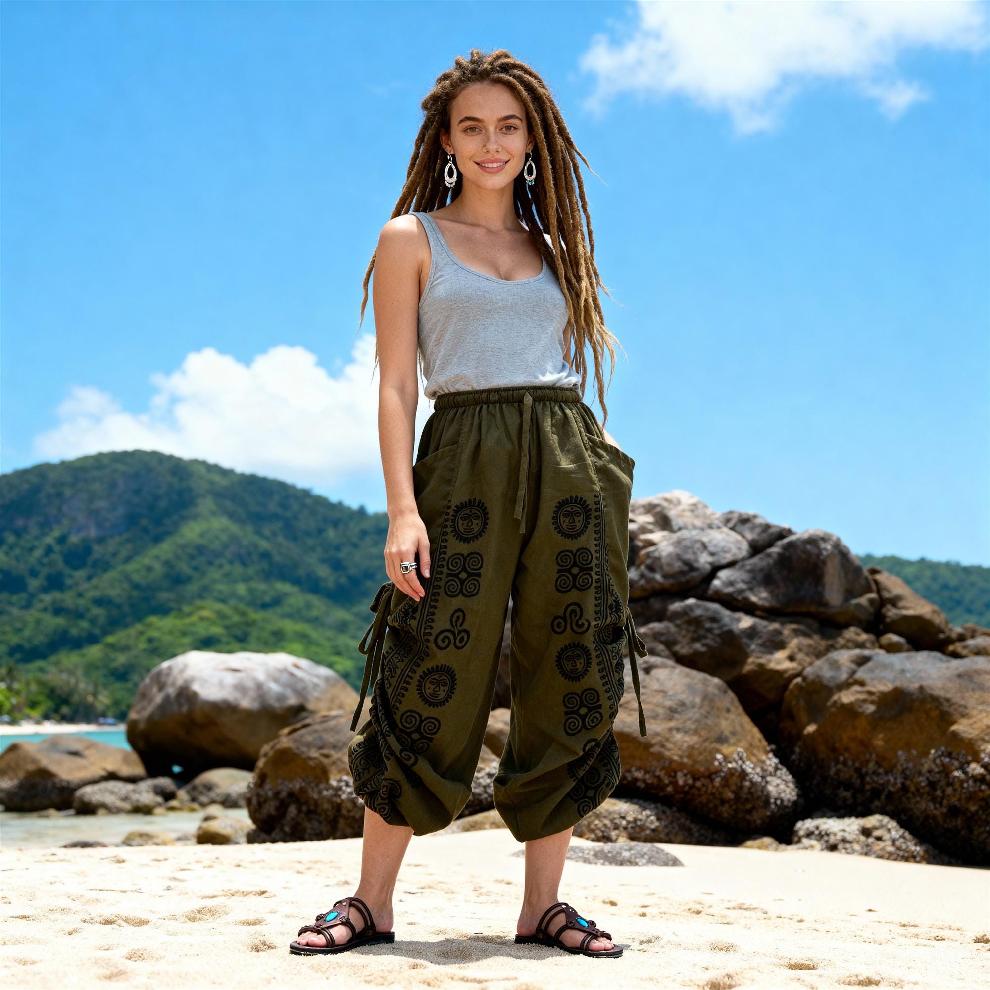 Harem Pants Men Women Yoga Baggy Lounge Pants with Adjustable Length