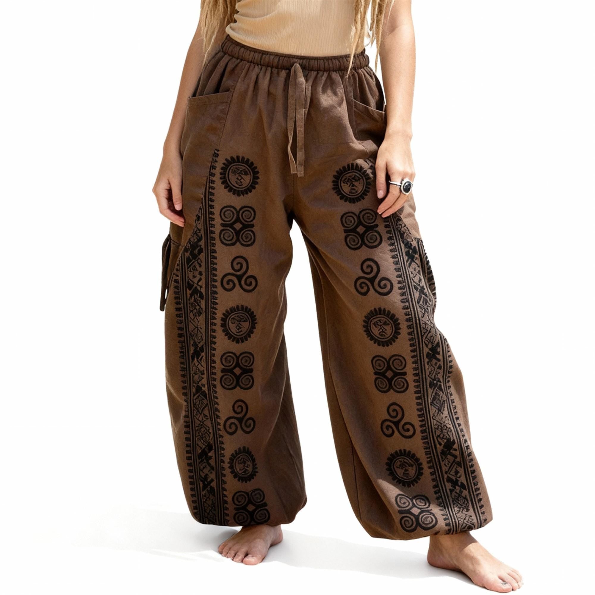 Harem Pants Men Women Yoga Baggy Lounge Pants with Adjustable Length