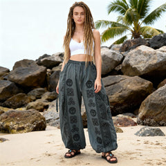 Harem Pants Men Women Yoga Baggy Lounge Pants with Adjustable Length