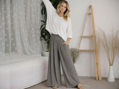 Pleated Wide Leg High Waist Pants - Custom Length