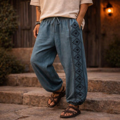 Boho Cotton Pants, Hand Block Print Harem Pants, Unisex Hippie Trousers, Elastic Waist Bohemian Pants, Festival Yoga Travel Wear