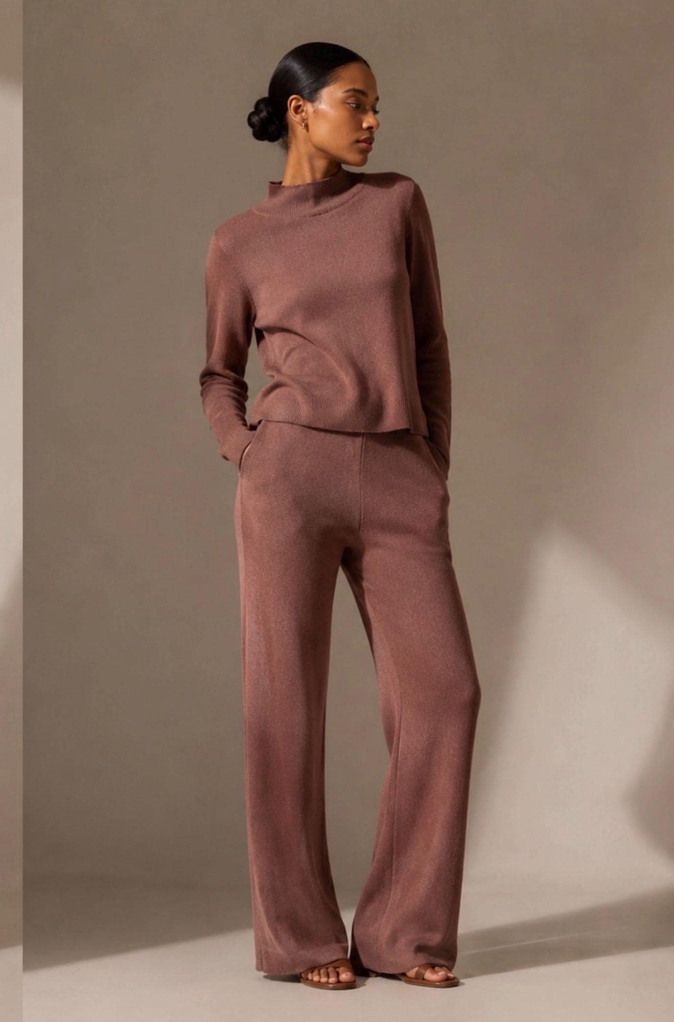 3 Piece Lounge Set for Women, Long Sleeve Top and Pants with Jacket/Scarf, Cotton Blend