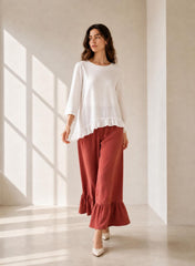 Loose Wide Leg Pants Plus Size Trousers Cotton Linen Pants with Pockets Casual Maxi Trousers Boho Cotton Linen Pants F479