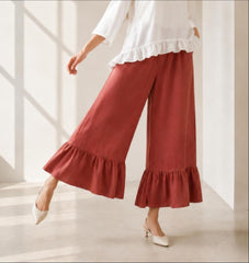 Loose Wide Leg Pants Plus Size Trousers Cotton Linen Pants with Pockets Casual Maxi Trousers Boho Cotton Linen Pants F479