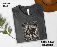 Comfort Colors Fun Aunt Knight Riding Black Cat T-Shirt, Hear Ye Fun Aunt Has Arrived Sweatshirt, Funny Auntie Cat Meme T-Shirt