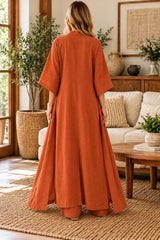 Boho Kimono Pant Set Women, Wide Leg Palazzo Pants, Two Piece Matching Outfit, Summer Vacation Resort Wear