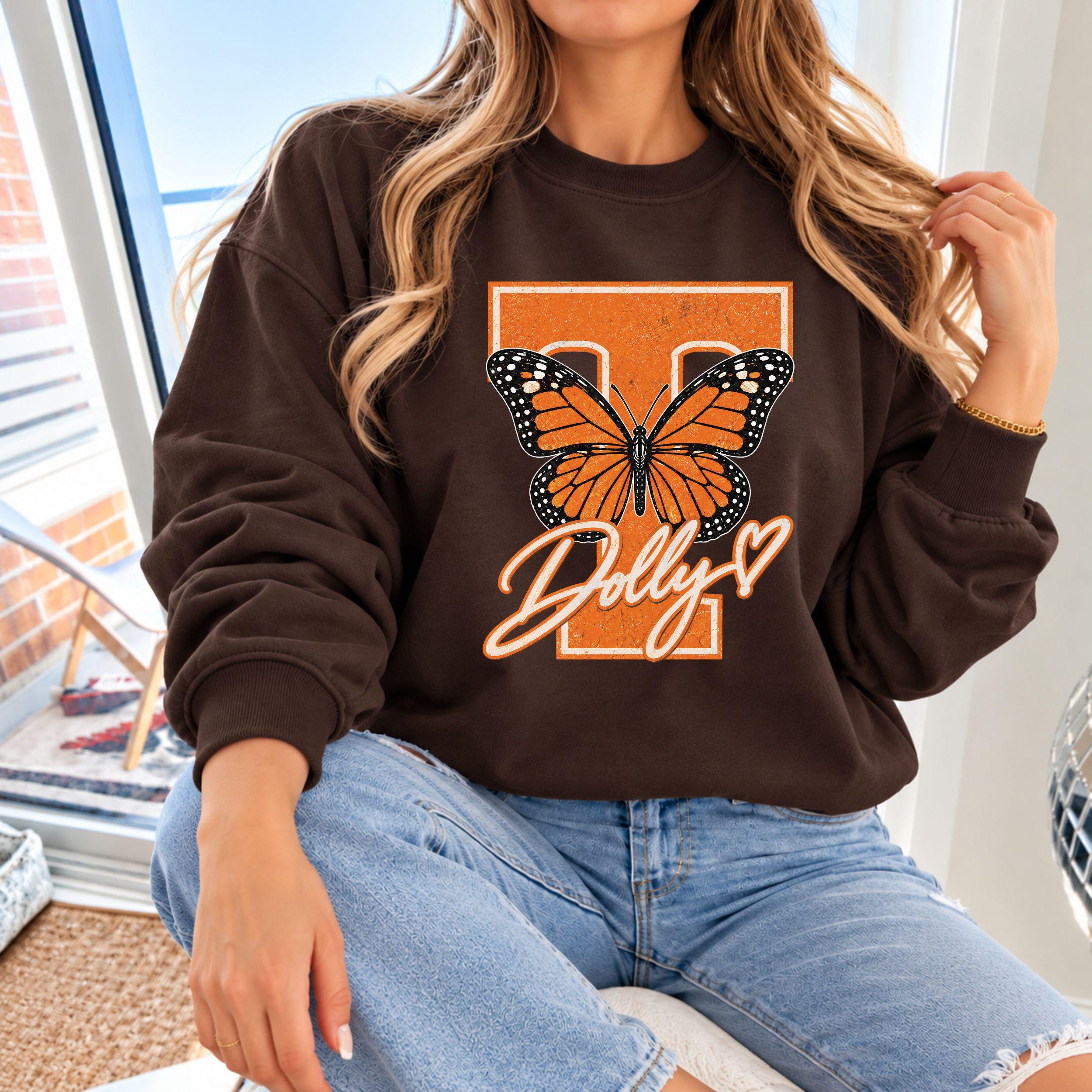 Tennessee College Football Sweatshirt, Dolly Tribute, Orange Butterfly Crewneck, Tennessee Game Day Apparel, Football Sweater, Gift For Her