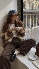 Plaid Wool Pants, Elastic Waist Wool Trousers, Relaxed Straight Leg Pants, Wool Blend Fall Winter Pants for Women