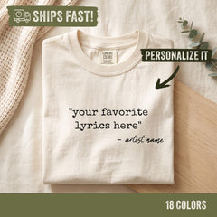 Custom Song Lyrics Comfort Colors Shirt - Personalized Music Tee
