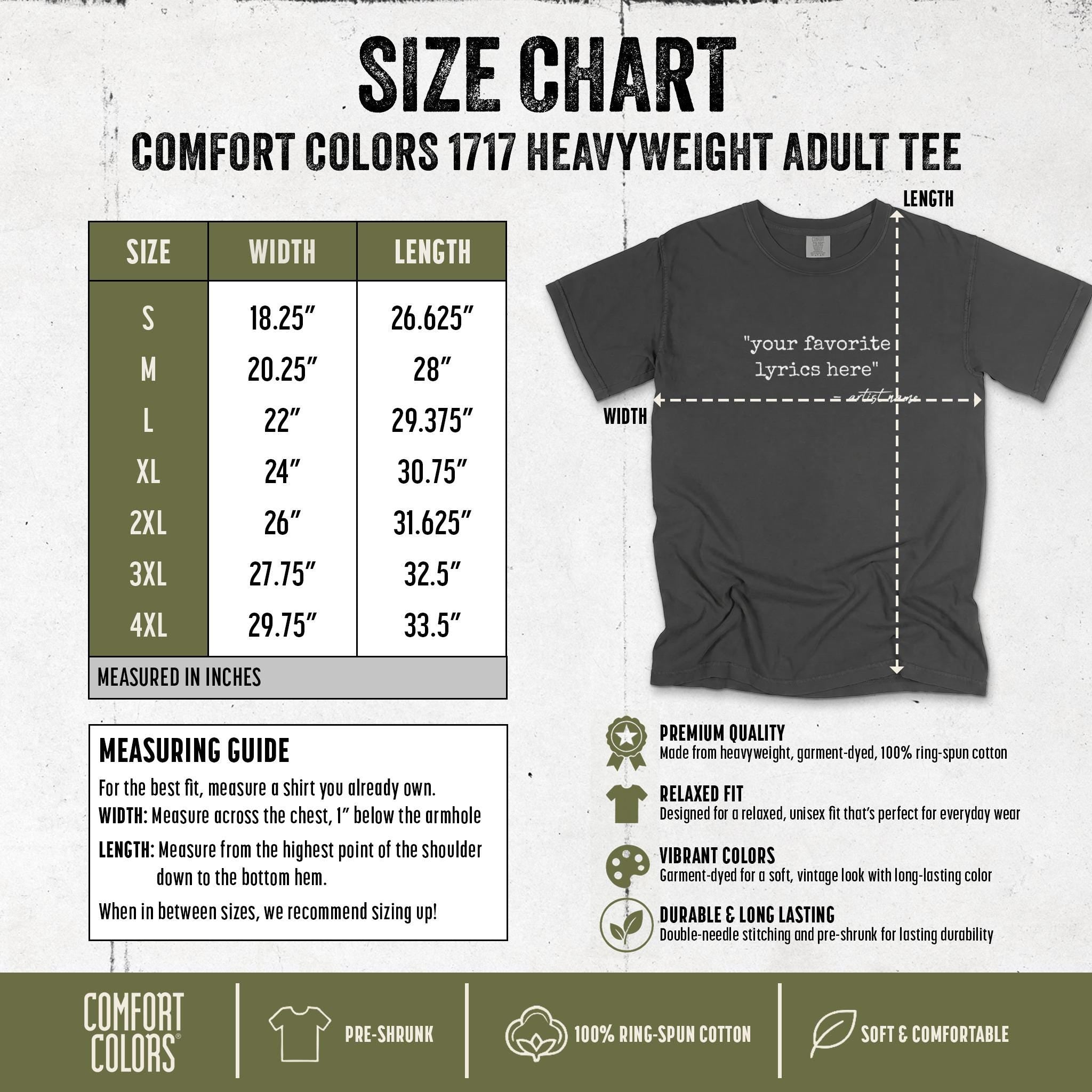 Custom Song Lyrics Comfort Colors Shirt - Personalized Music Tee