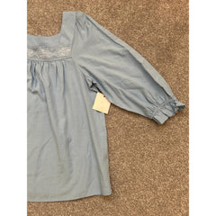 LC Lauren Conrad Women's Small Blue Lace Square Neck Balloon Sleeve Blouse
