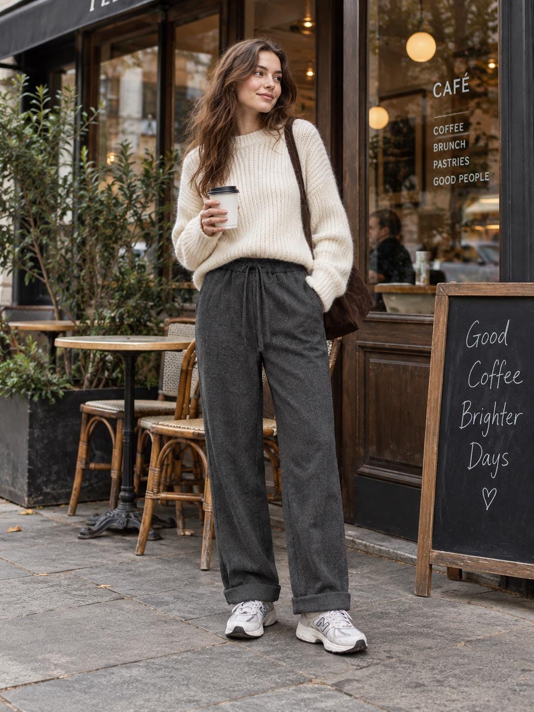 Plaid Wool Pants, Elastic Waist Wool Trousers, Relaxed Straight Leg Pants, Wool Blend Fall Winter Pants for Women
