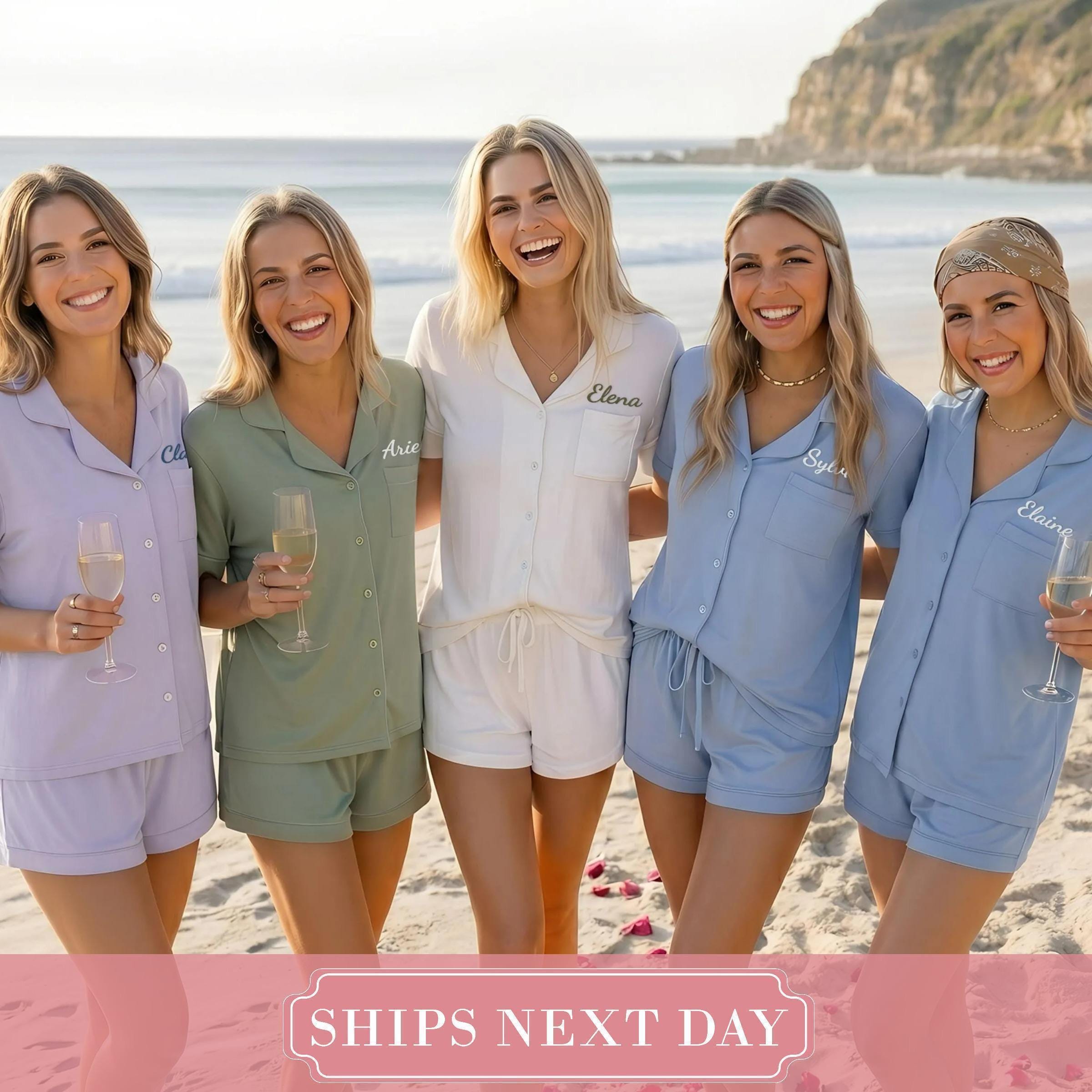 Soft Lounge Pajama Set, Monogrammed Button Up Sleepwear, Two Piece Pajamas for Women