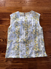 1970s White Sleeveless Top with Yellow Floral Design