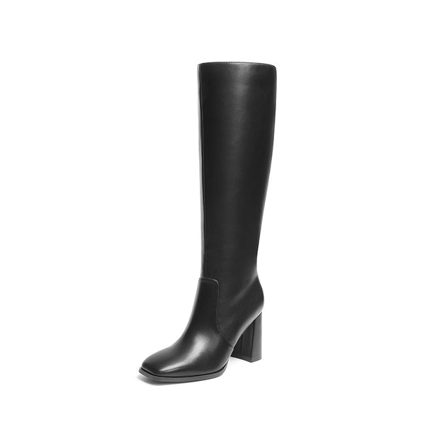 Women’S Square-Toe Sculpted Heel Boots