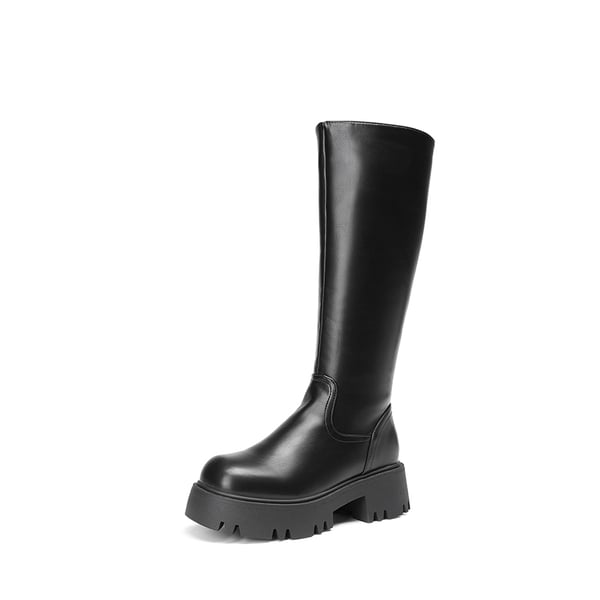 Platform Lug Sole Knee High Boots
