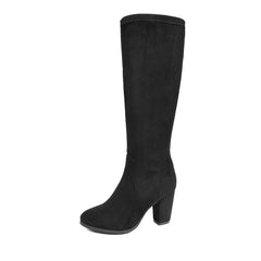 Round-Toe Chunky Heel Knee High Boots