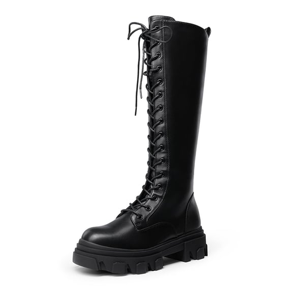 Lace Up Knee High Boots
