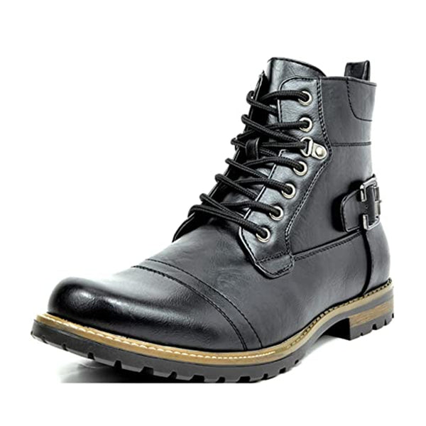 Men'S Vegan Leather Motorcyle Combat Boots