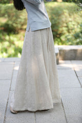 Women's Vintage Linen Wide Leg Culottes Pants