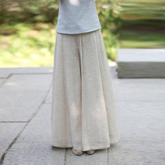 Women's Vintage Linen Wide Leg Culottes Pants