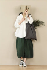 Summer Linen Pants, Wide Leg with Pockets, 100% Linen, Loose Plus Size, High Waist, Women's Clothing