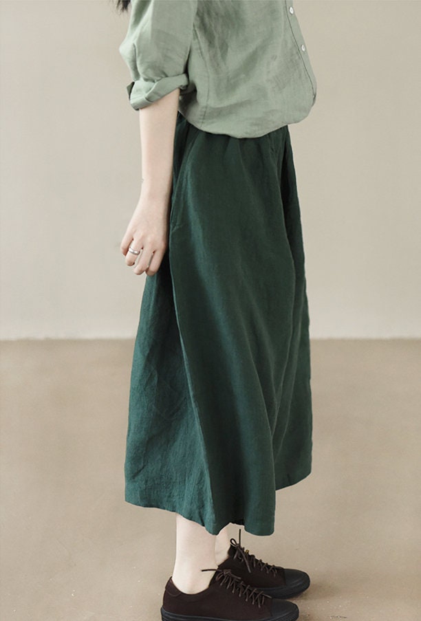 Summer Linen Pants, Wide Leg with Pockets, 100% Linen, Loose Plus Size, High Waist, Women's Clothing