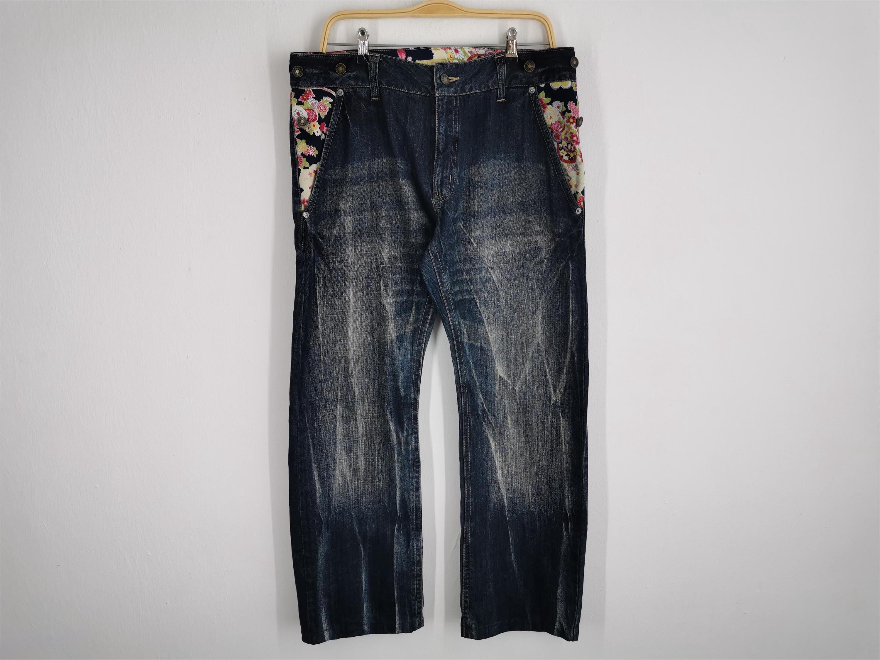 Japanese Brand Vintage Floral Motif Denim Jeans Size 37