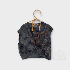 Tie Dye Linen Crop Top, Cross Front Tank (Size L)