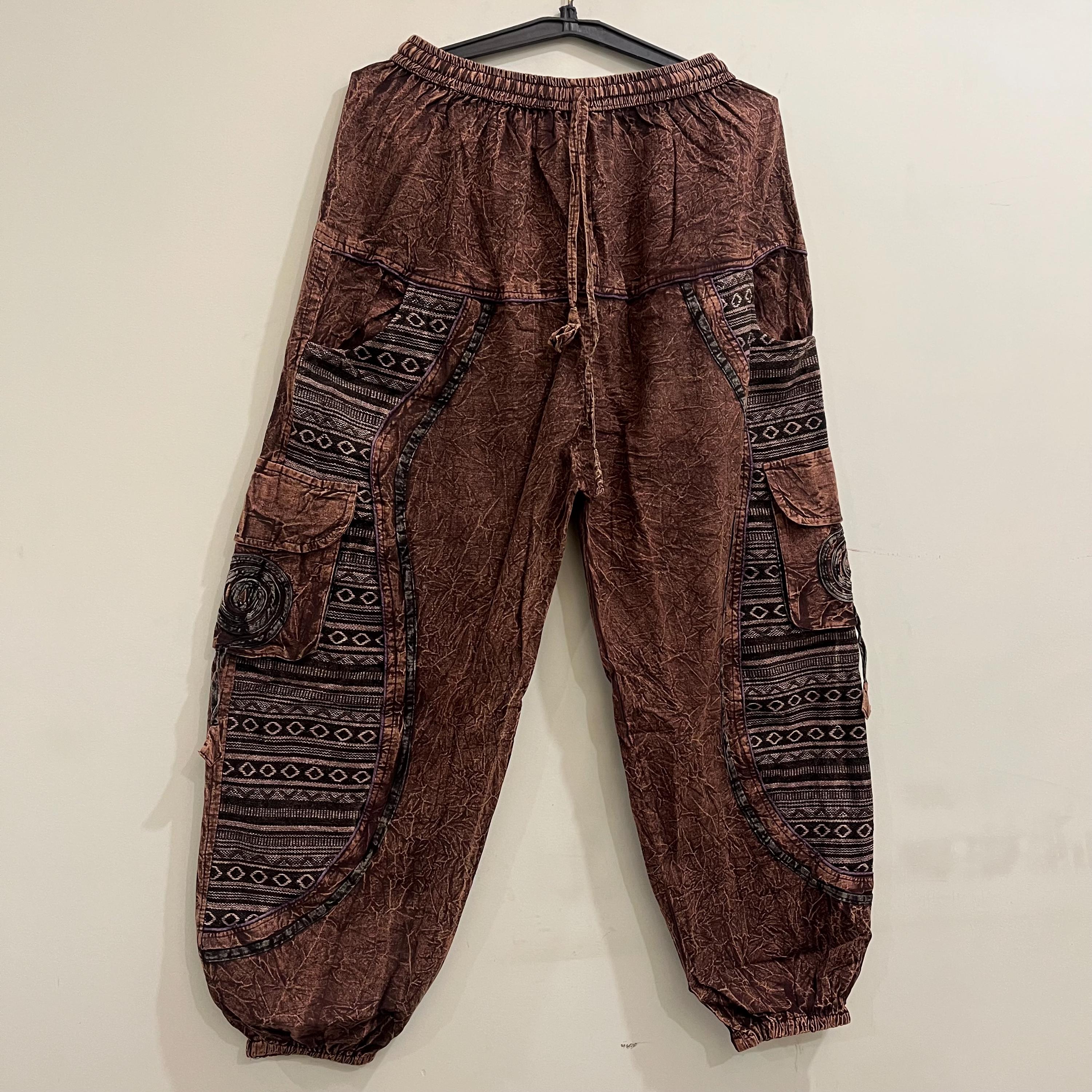 Boho Hippie Harem Pants, Stonewashed Cotton Baggy Trousers, Unisex Festival Yoga Pants, Bohemian Lounge Wear