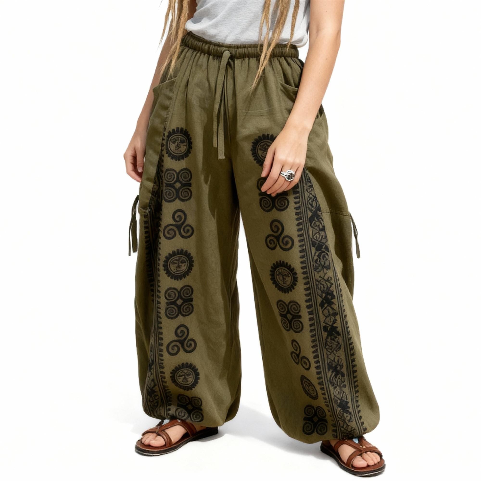 Harem Pants Men Women Yoga Baggy Lounge Pants with Adjustable Length