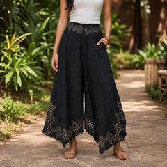 Boho Cotton Pants, Block Print Harem Pants, Flowy Trousers, Loose Fit Yoga Pants