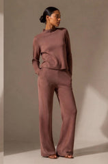 3 Piece Lounge Set for Women, Long Sleeve Top and Pants with Jacket/Scarf, Cotton Blend