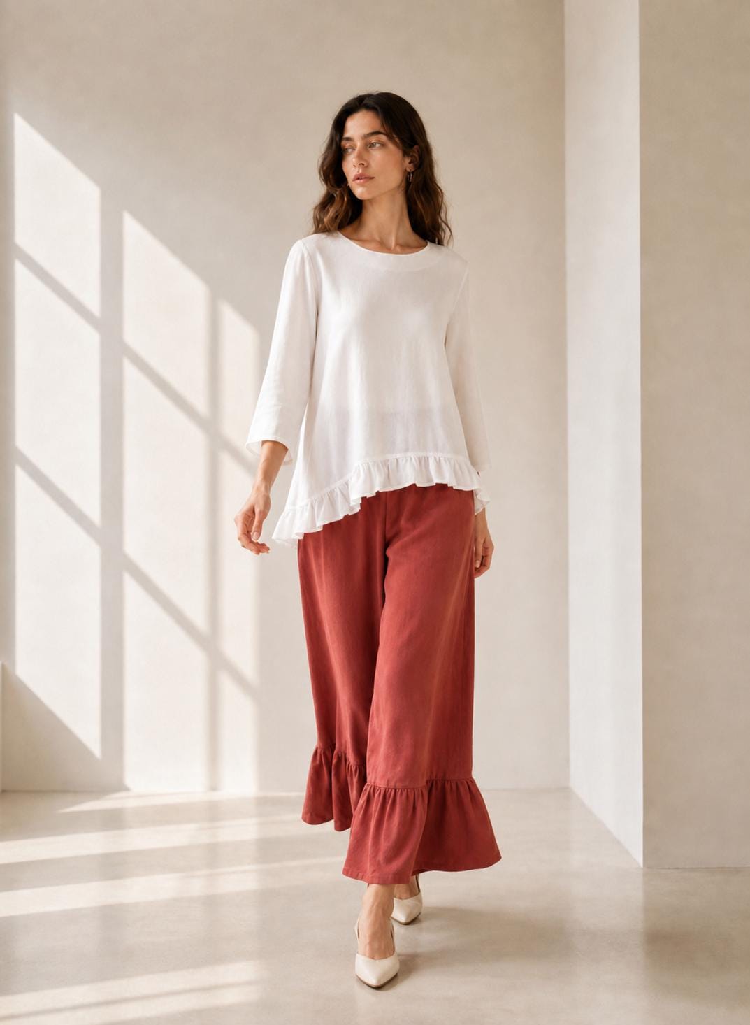 Loose Wide Leg Pants Plus Size Trousers Cotton Linen Pants with Pockets Casual Maxi Trousers Boho Cotton Linen Pants F479
