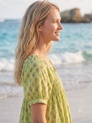 Pistachio Green Floral Buta Hand Block Print Cotton Pajama Set, Women's Matching Top & Shorts