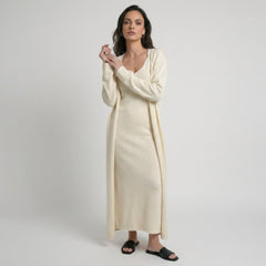 Women's Cotton Knit Two Piece Set | Cardigan Dress and Cardigan Set | Knitted Maxi Dress Set | Cotton Knit Co-Ord Set