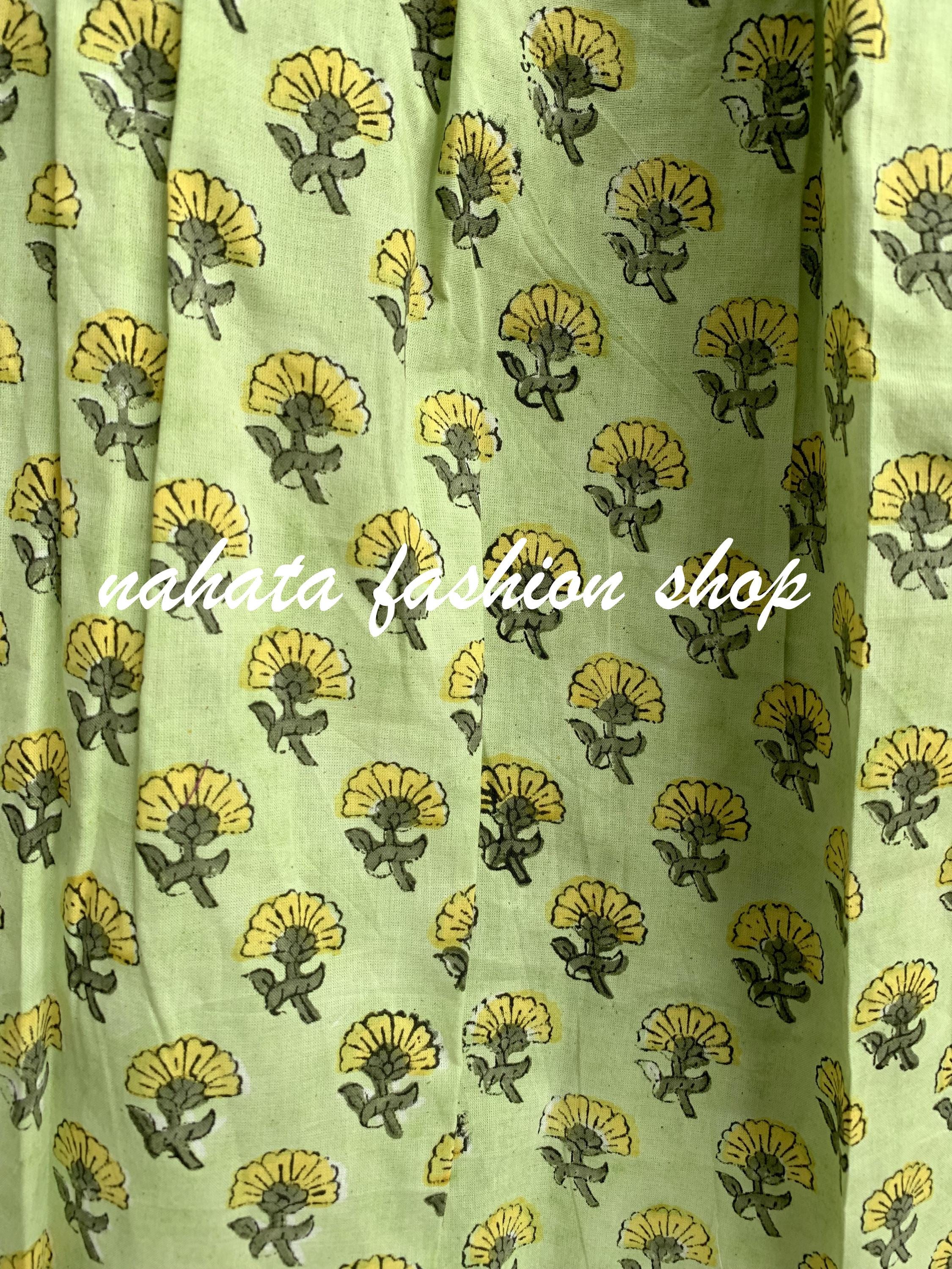 Pistachio Green Floral Buta Hand Block Print Cotton Pajama Set, Women's Matching Top & Shorts