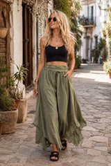 Cotton Hippie Harem Pants in Washed Pure Cotton Elastic Waistband, Eco-Friendly Summer Trousers, Festival Pants