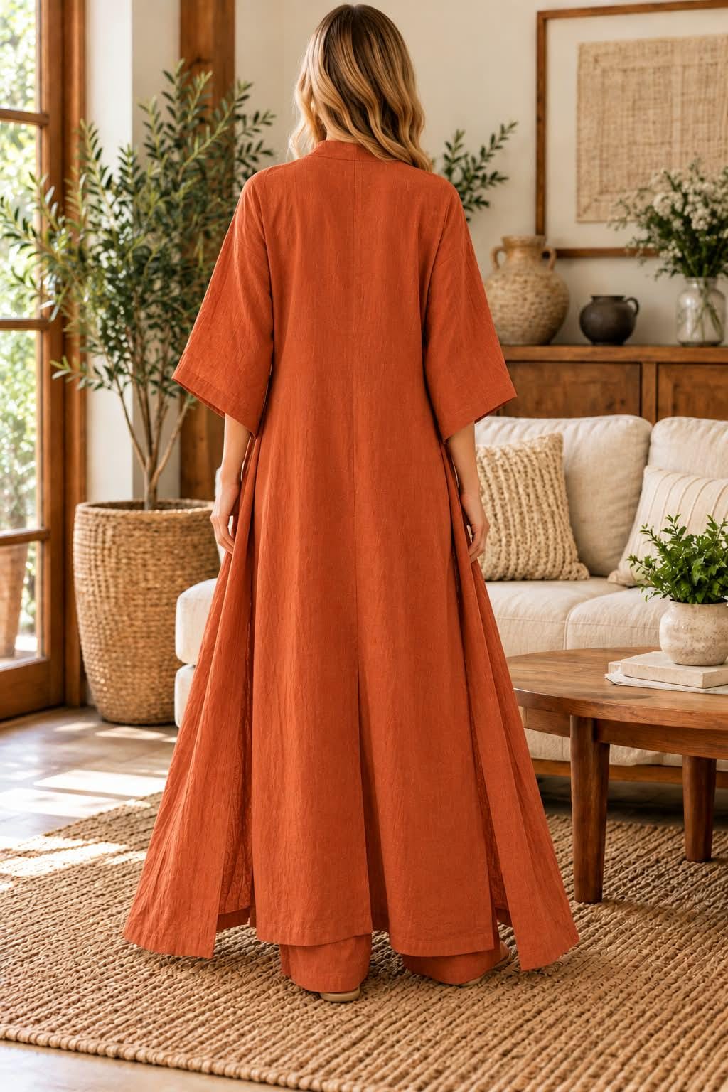 Boho Kimono Pant Set Women, Wide Leg Palazzo Pants, Two Piece Matching Outfit, Summer Vacation Resort Wear