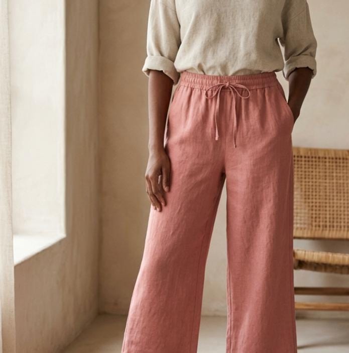 Relaxed Fit Linen Pants, Wide Leg Linen Pants for Women, Soft Summer Lounge, High Waisted Wide Leg Trousers
