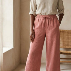 Relaxed Fit Linen Pants, Wide Leg Linen Pants for Women, Soft Summer Lounge, High Waisted Wide Leg Trousers