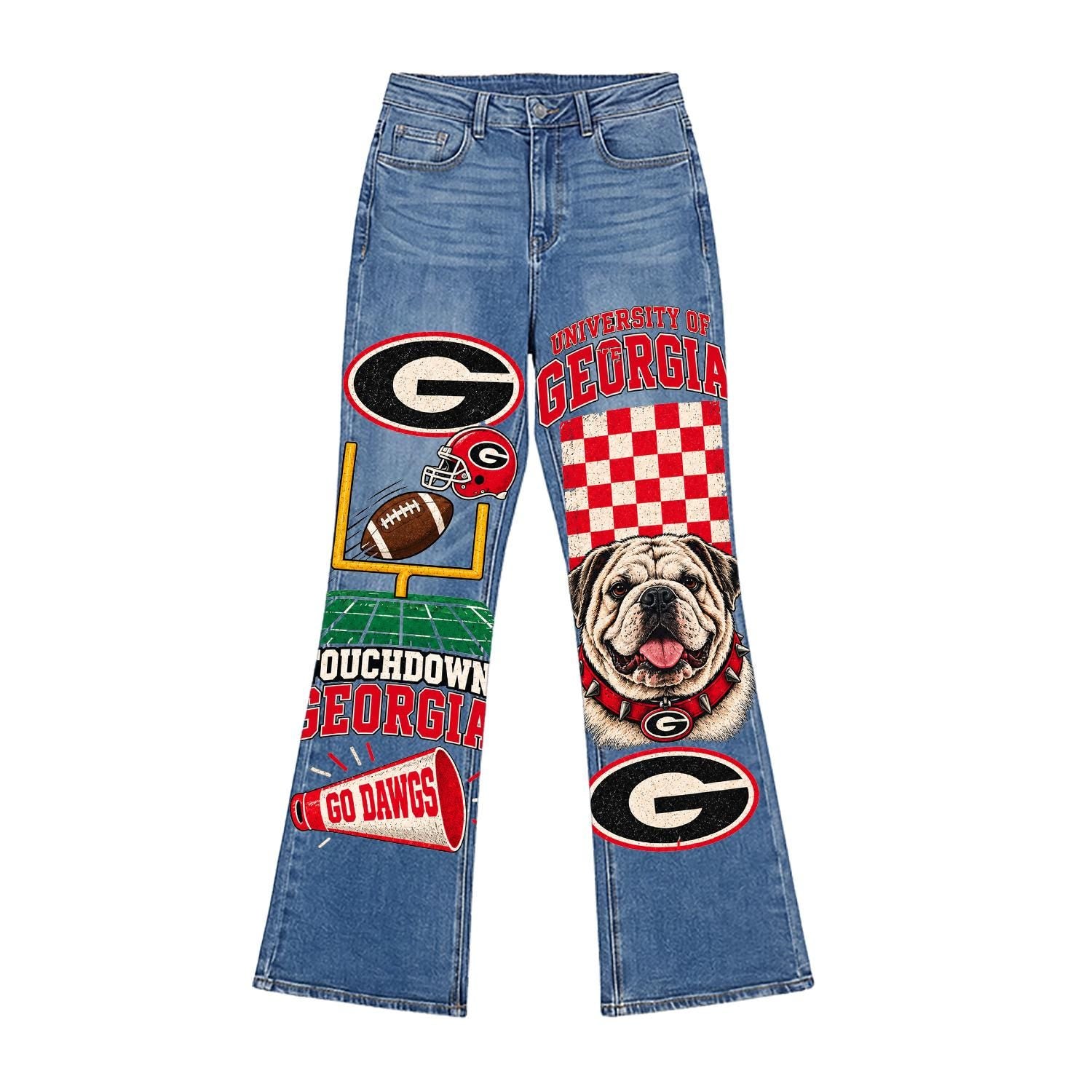 Women's Graphic Wide Leg Jeans with Digital Print