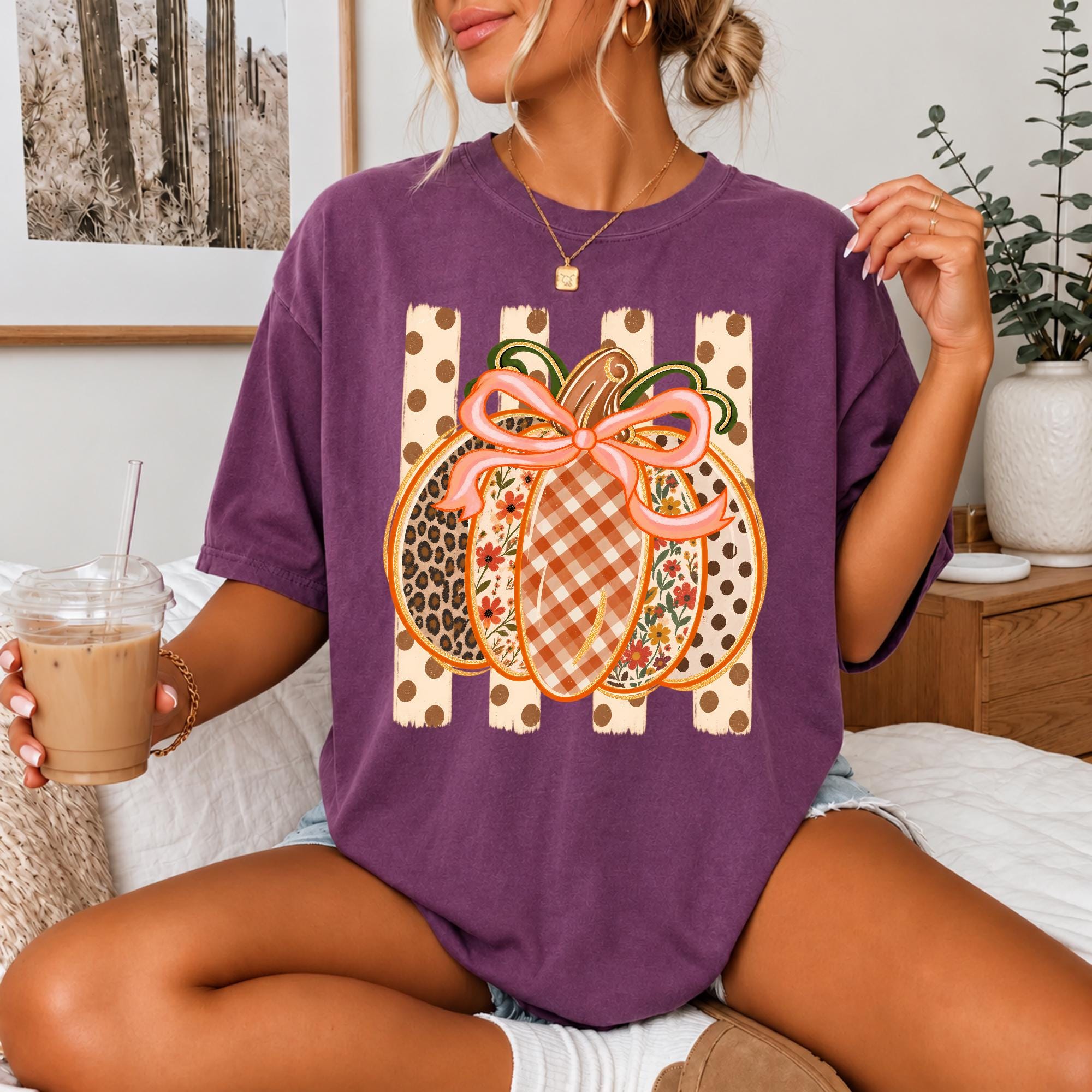 Patchwork Pumpkin Shirt, Comfort Colors Fall Tee, Preppy Pumpkin Shirt, Cute Autumn Shirt, Pumpkin Patch Tee, Thanksgiving Gift For Her