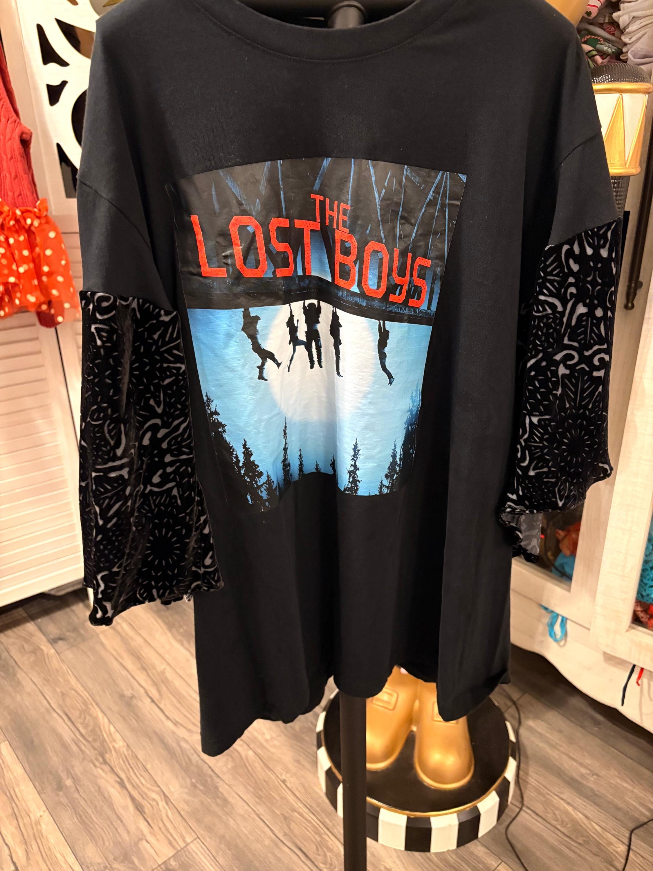 Vampires Graphic Tee with Velvet Burnout Sleeves